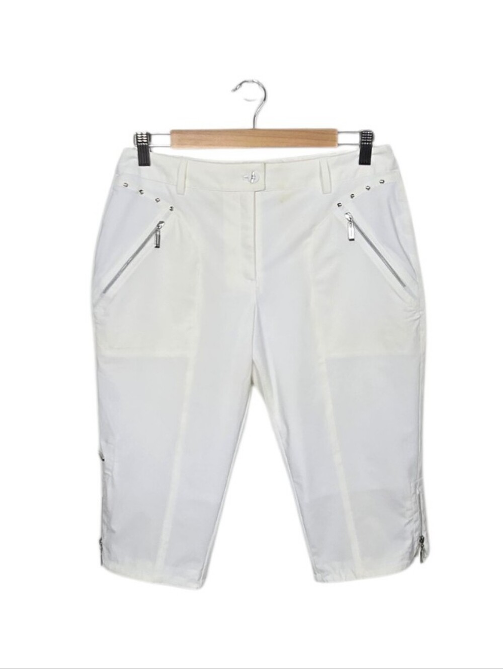 Jamie Sadock Studded Stretch Golf Capri Pants White Silver Women’s 4